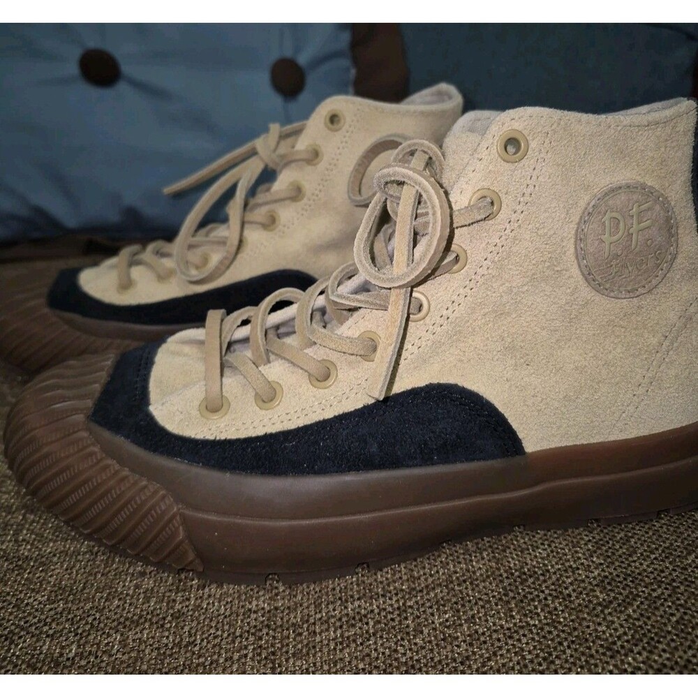 P.F. Flyers Men’s Suede Ankle Bootie Lace-Up Colorblock Beige/Blue/Brown 5.5 - Picture 6 of 8